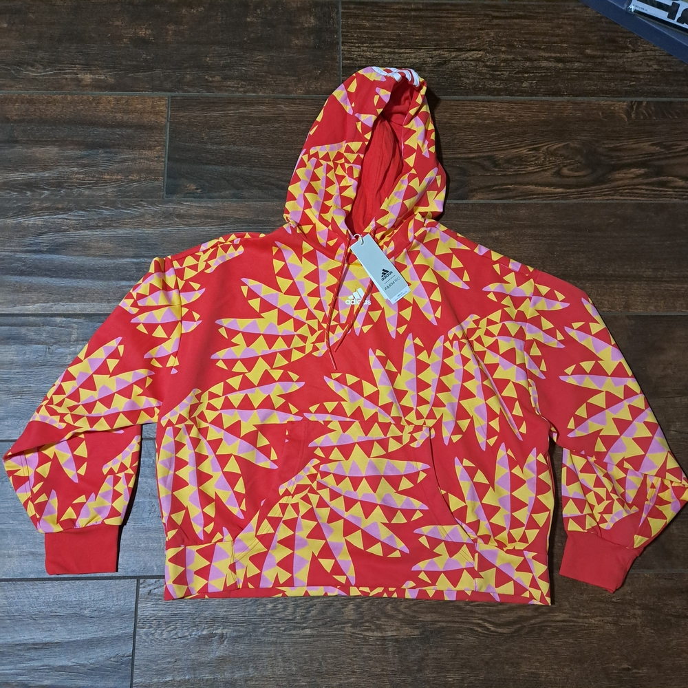 Vibrant Geometric Hoodie Farm Rio Adidas Colab!